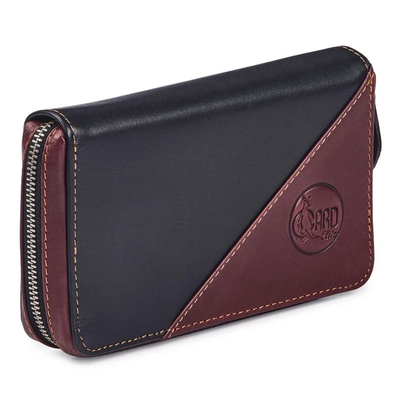 Gard Elite Quad Trumpet Mouthpiece Pouch - Black leather w/ Cherry Leather Trim