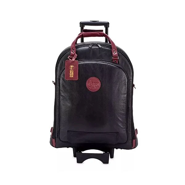 Gard Super Triple Trumpet Wheelie Gig Bag - Leather Black w/ Burgundy Trim