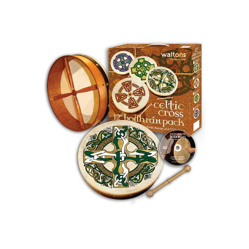 Waltons 12" Bodhran w/ Gaelic Cross Print