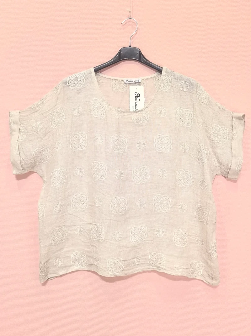 T-shirts Broderie En Lin （x8）
