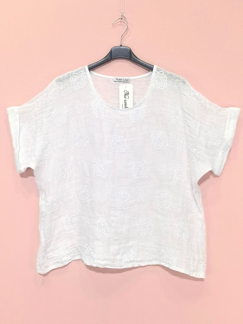 T-shirts Broderie En Lin （x8）