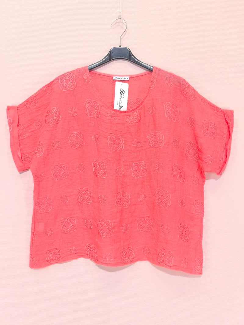 T-shirts Broderie En Lin （x8）