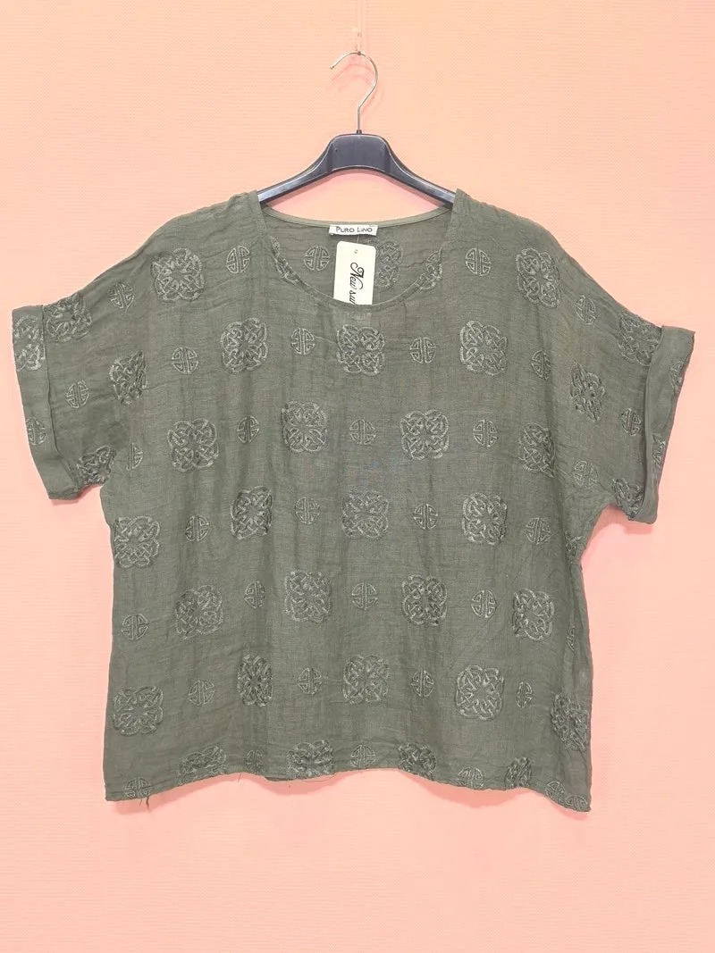 T-shirts Broderie En Lin （x8）