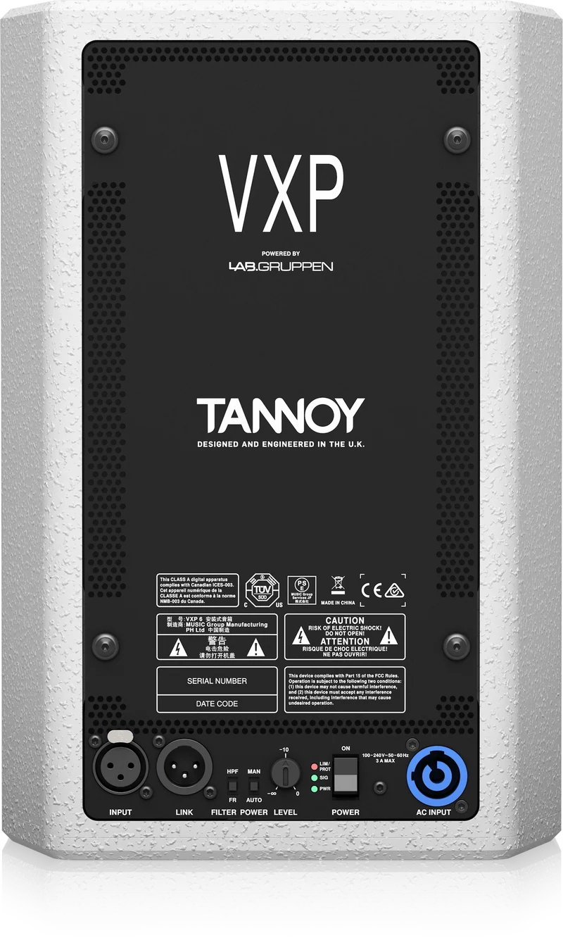 Tannoy VXP6-WH 1,600 Watt 6" Dual Concentric Powered Sound Reinforcement Loudspeaker with Integrated LAB GRUPPEN IDEEA Class-D Amplification(White)