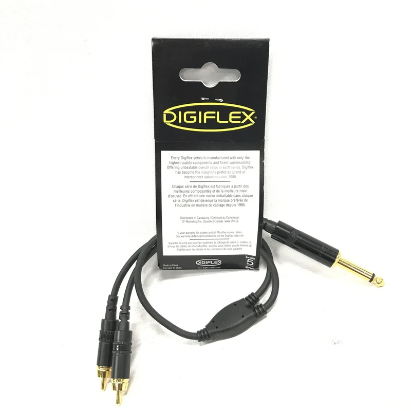 Digiflex HY-1PB-2RB-1 1/4" Jack to 2 RCA Jacks 1ft