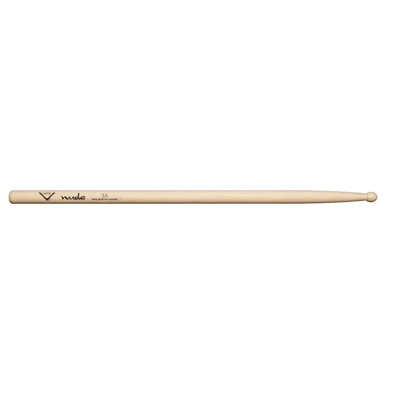 Vater VHN3AW Nude Series 3A American Hickory Wood Tip Drumsticks (Pair)