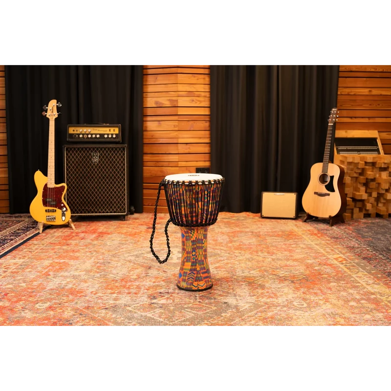 Meinl Rope Tuned Travel Series 12" Synthetic Djembe, Kenyan Quilt