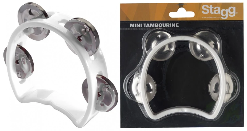 Mini Tambourin 4 Cymbalettes Plastique Blanc