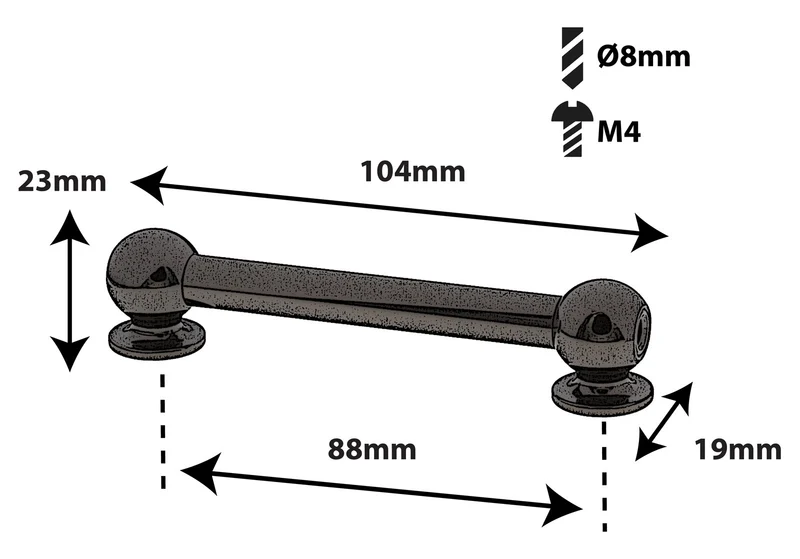 TL13D88-Bk Coquille Tube 88mm Noir Double Tirant X1