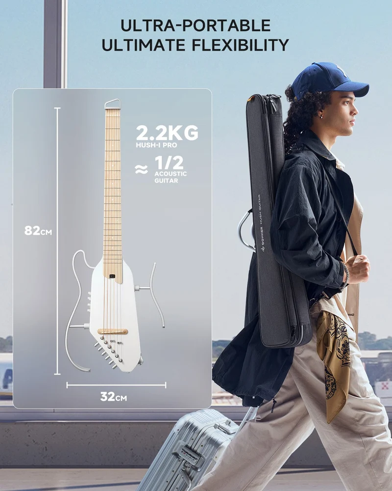 HUSH-I Pro Travel Guitar White