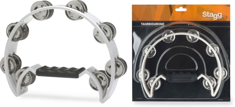 Tambourin 1/2 Lune 16 Cymbalettes Blanc