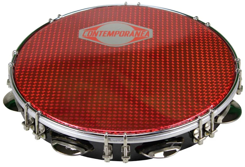 C-PF11-1BR - Pandeiro 11" Noir - Peau Rouge - Reconditionné