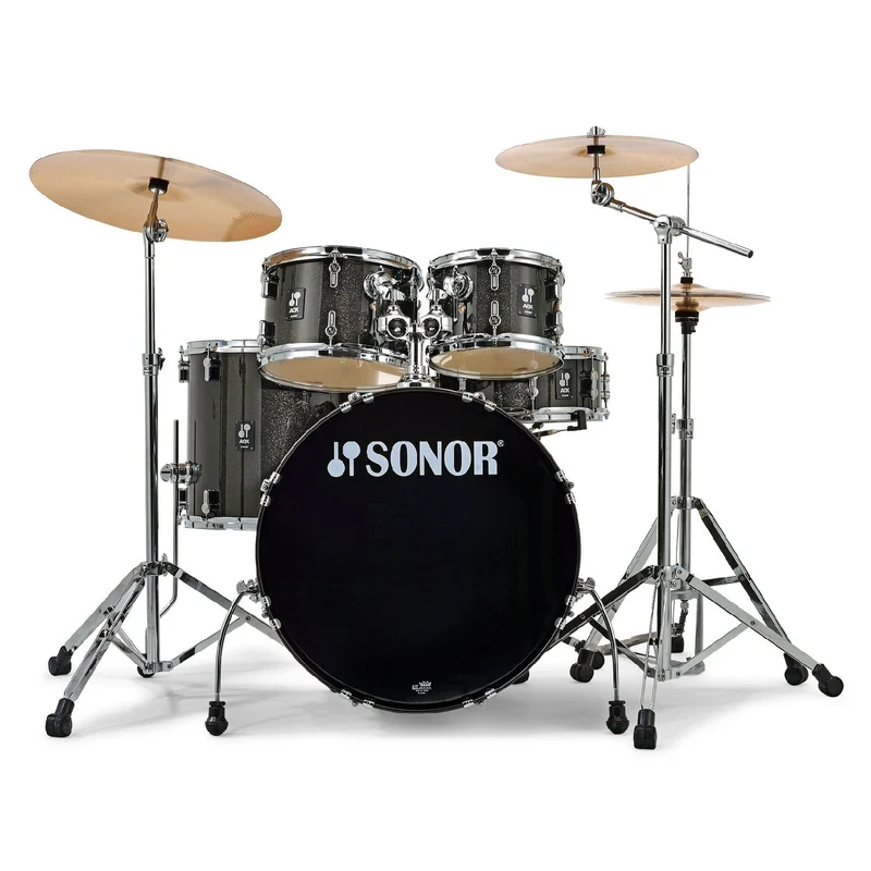 Sonor AQX Studio 5Piece Drum Kit with Hardware and Cymbals Black Midnight Sparkle