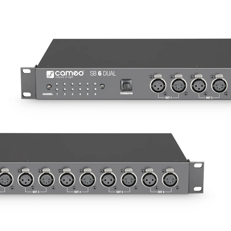 SB 6 Dual - SPLITTER-booster DMX 6 Canaux (XLR 3 Points et XLR 5 Points)