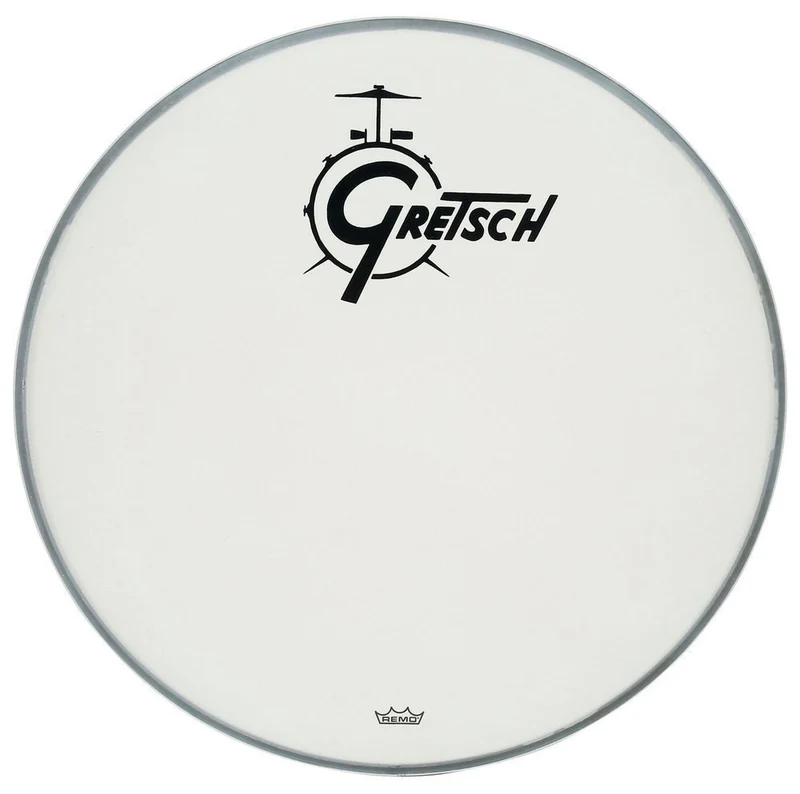 Ambassador White Coated 22" Logo Gretsch Drums Resonance