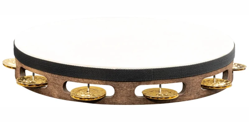TAH1VWB - Tambourin Vintage Bois Avec Peau - Cymbalettes laiton