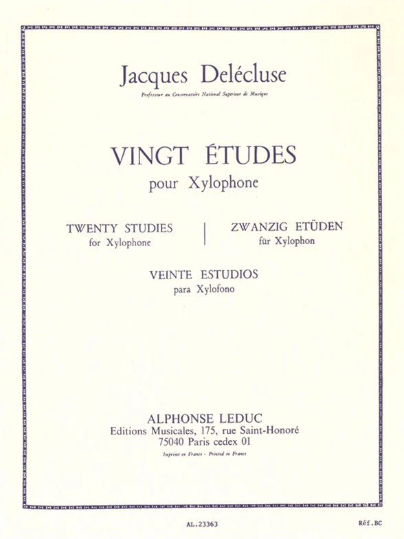 Delecluse J. - 20 Etudes - Xylophone