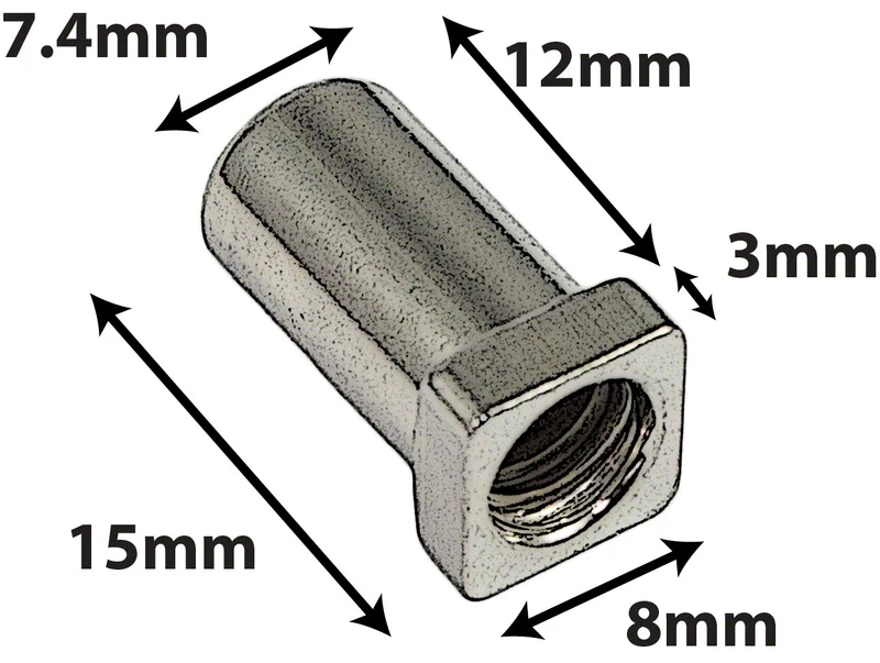 SN-SQ-15S - Cheminée 15mm Tête Carrée - Acier (X10)
