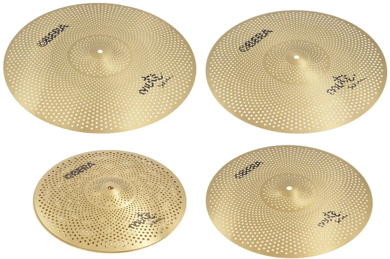 Set 4 Cymbales Silencieuces Mute - 14" 16" 18" 20" - Finition Brass