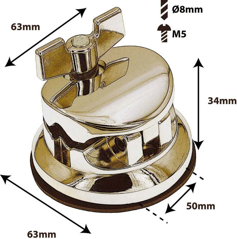 TB10BR - Coquille Ronde Deluxe Support Tom / Tom Basse Doré 50mm (x1)