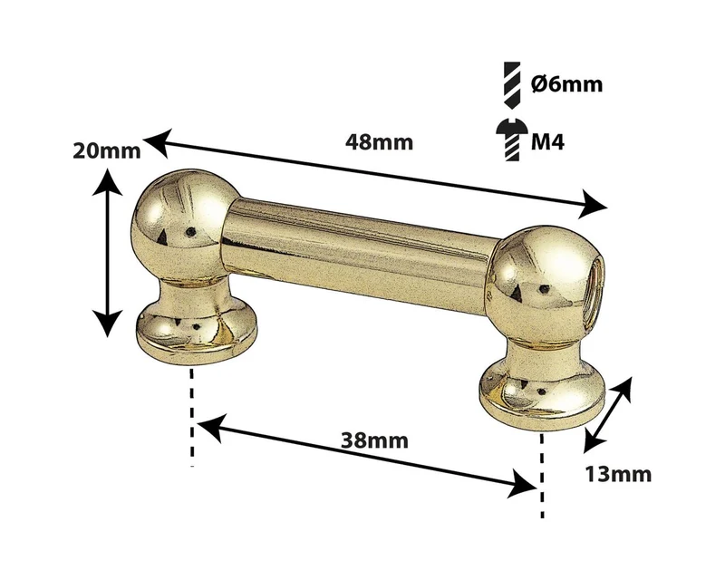 TL12D38-BR Coquille Tube 38mm Dorée Double Tirant (X1)