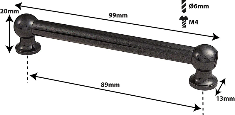 TL12D89-Bk Coquille Tube 89mm Noir Double Tirant (X1)