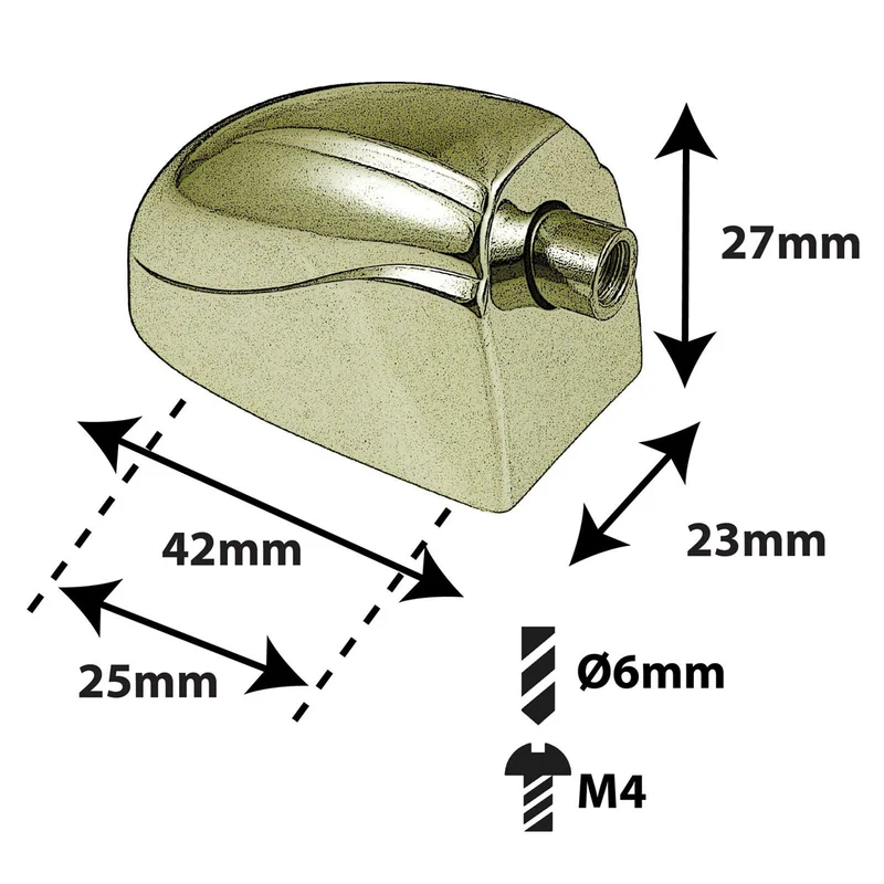L20BD-BR Coquille Grosse Caisse 25mm Doré X1
