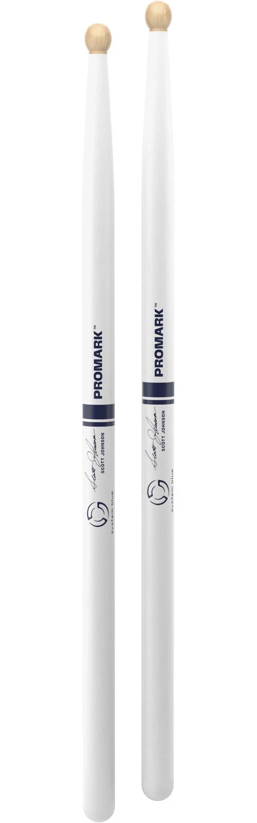 TXDC17W-WHITE - American Hickory Scott Johnson Marching Drumsticks