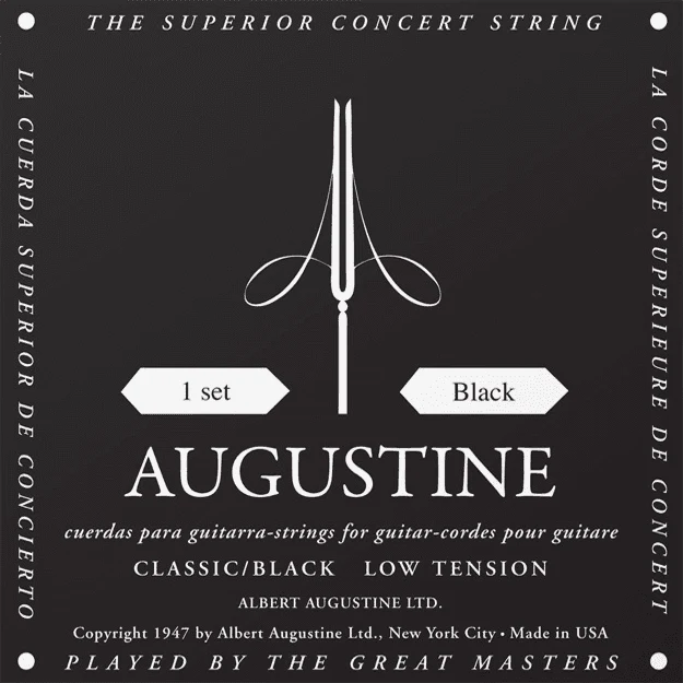 Jeu de cordes guitare classique AUGUSTINE Classic Noir – Tirant Faible