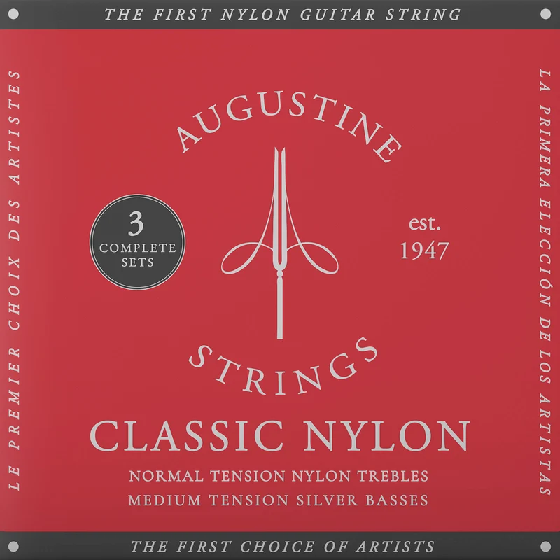 Pack de 3 jeux de cordes guitare classique AUGUSTINE Classic Rouge – Tirant Normal
