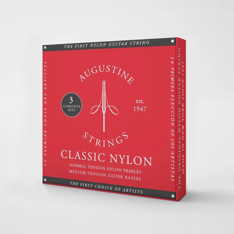 Pack de 3 jeux de cordes guitare classique AUGUSTINE Classic Rouge – Tirant Normal