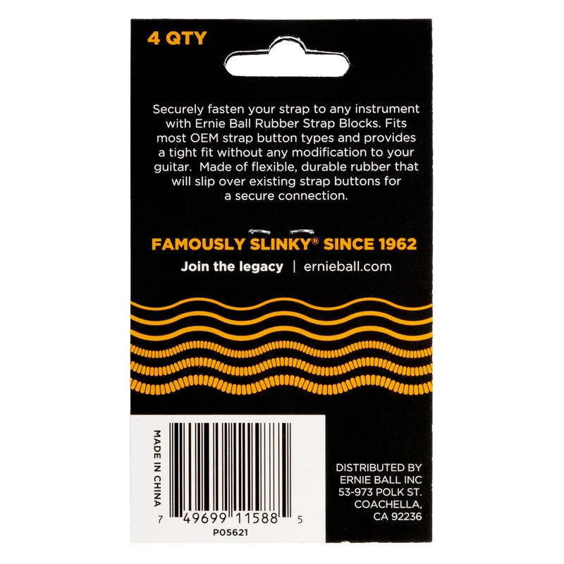 Ernie Ball 5621 Strap Blocks Orange – Pack de 4