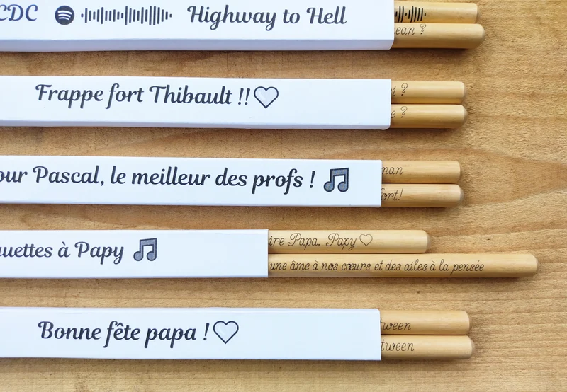 Baguettes de batterie 5A personnalisées - Cadeau unique pour batteur