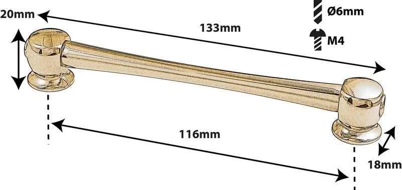 TL11D116-BR Coquille Tube 116mm Doré Double Tirant X1