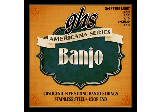 Jeu de cordes Banjo 5 cordes GHS PF190 Americana Light Light