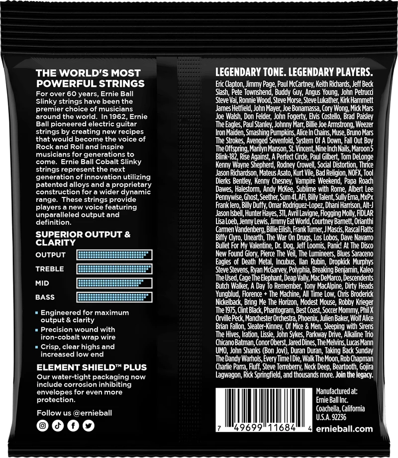 Jeu de cordes guitare électrique Ernie Ball 2712 Cobalt Primo Slinky 9.5–44