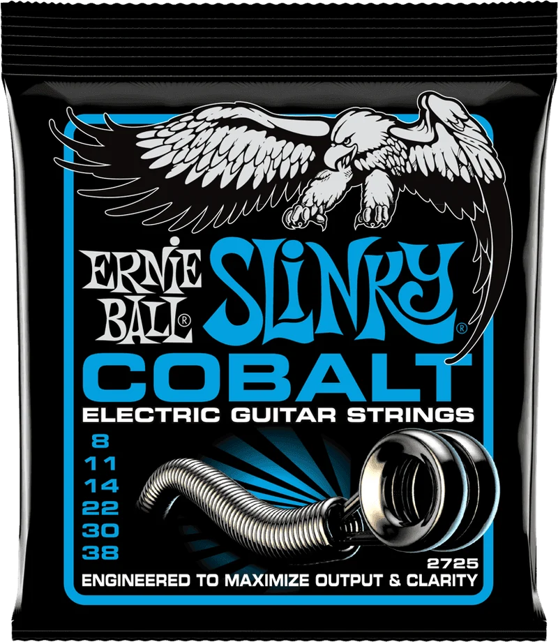 Jeu de cordes guitare électrique Ernie Ball 2725 Cobalt Extra Slinky 08-38