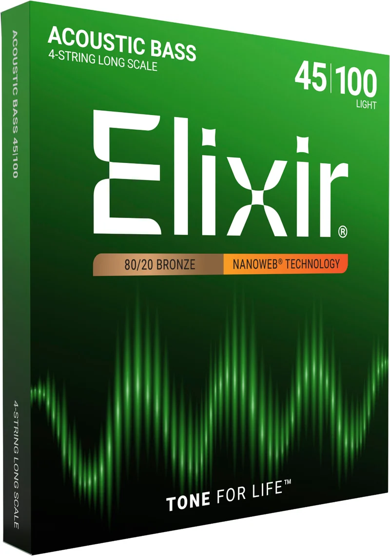 Jeu de cordes basse acoustique ELIXIR 14502 NANOWEB Bronze Light 45-100