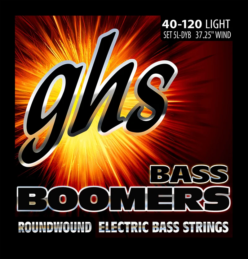 Jeu de cordes basse électrique GHS 5LDYB Boomers – File Rond 37,5" Scale Light 40-120
