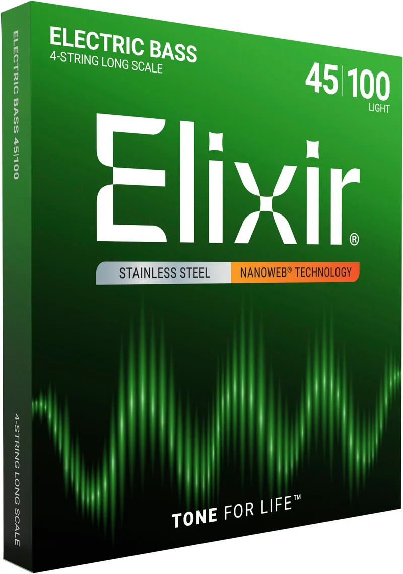 Jeu de cordes basse électrique ELIXIR 14652 NANOWEB Stainless Steel Light 45-100