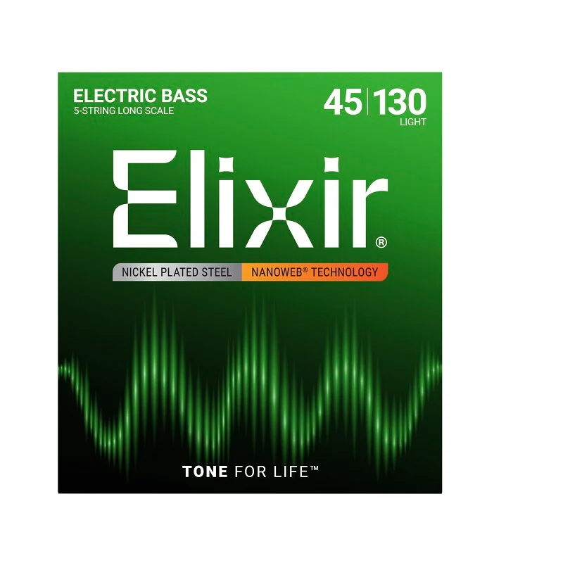 Jeu de cordes basse électrique ELIXIR 14202 Nanoweb Nickel – 5 cordes Light 45-130