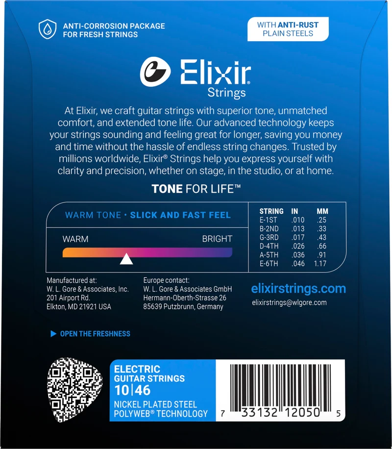 eu de cordes guitare électrique ELIXIR 12050 Polyweb Light 10-46