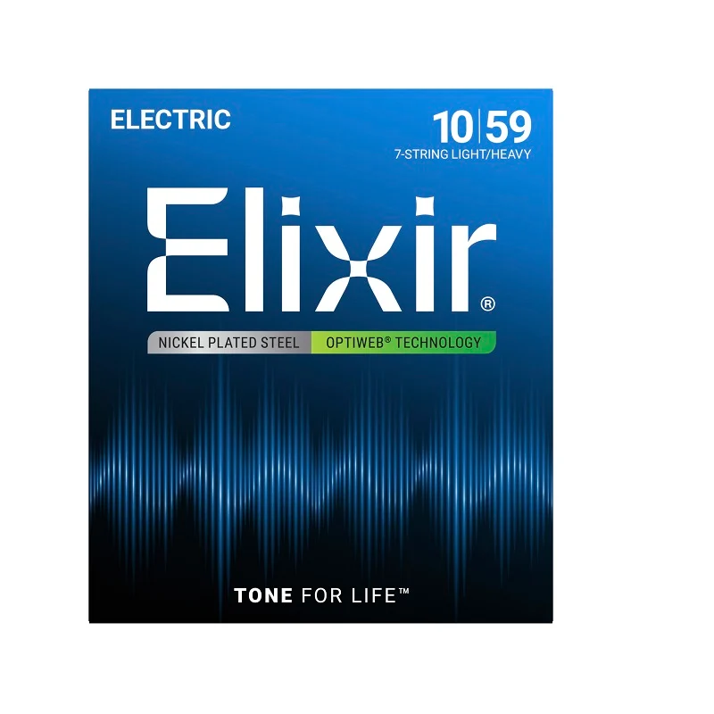 Jeu de cordes guitare électrique ELIXIR 19074 OPTIWEB – 7 cordes Light/Heavy 10-59