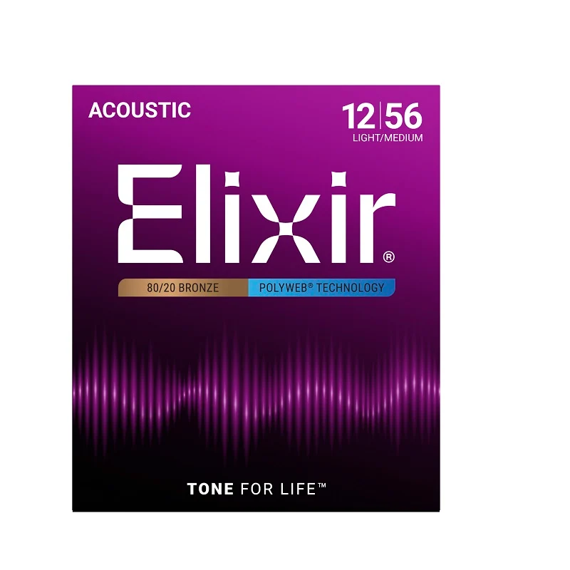 Jeu de cordes guitare acoustique ELIXIR 11075 POLYWEB Bronze Medium Light 12-56