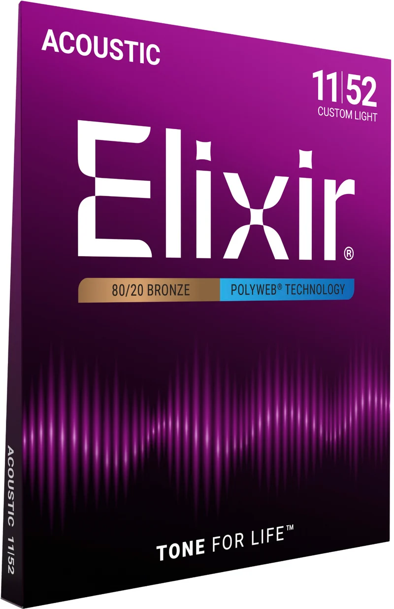 Jeu de cordes guitare acoustique ELIXIR 11025 Polyweb Bronze Custom Light 11-52