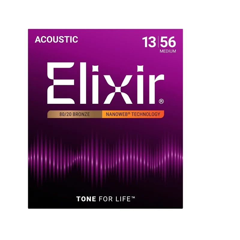 Jeu de Cordes Guitare Acoustique ELIXIR 11102 Nanoweb Bronze Medium 13-56