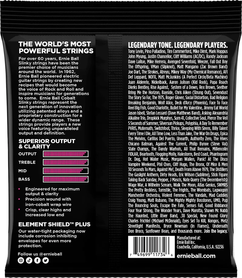 Jeu de Cordes Basse Cobalt Slinky 5 Cordes 40-60-75-95-125 – ERNIE BALL 2737