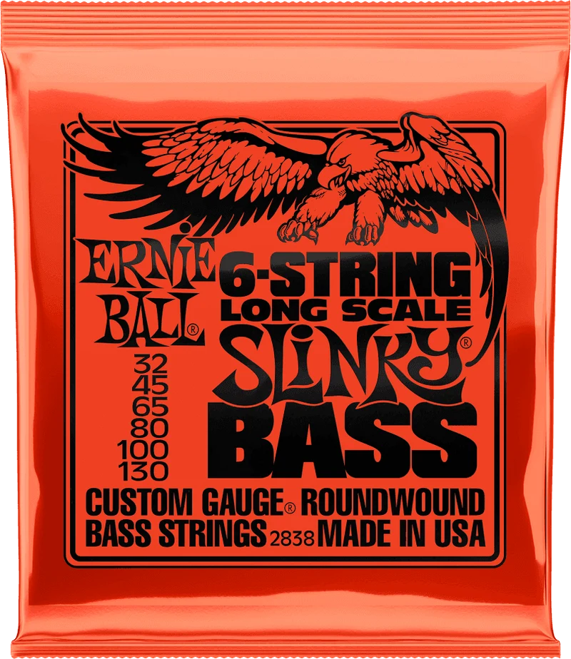Jeu de Cordes Basse Slinky Long Scale 6 Cordes 32-45-65-80-100-130 ERNIE BALL 2838