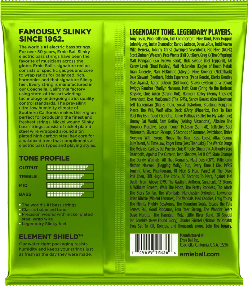 Jeu de Cordes Basse 5 Cordes – Regular Slinky 45-65-80-100-130 ERNIE BALL 2836