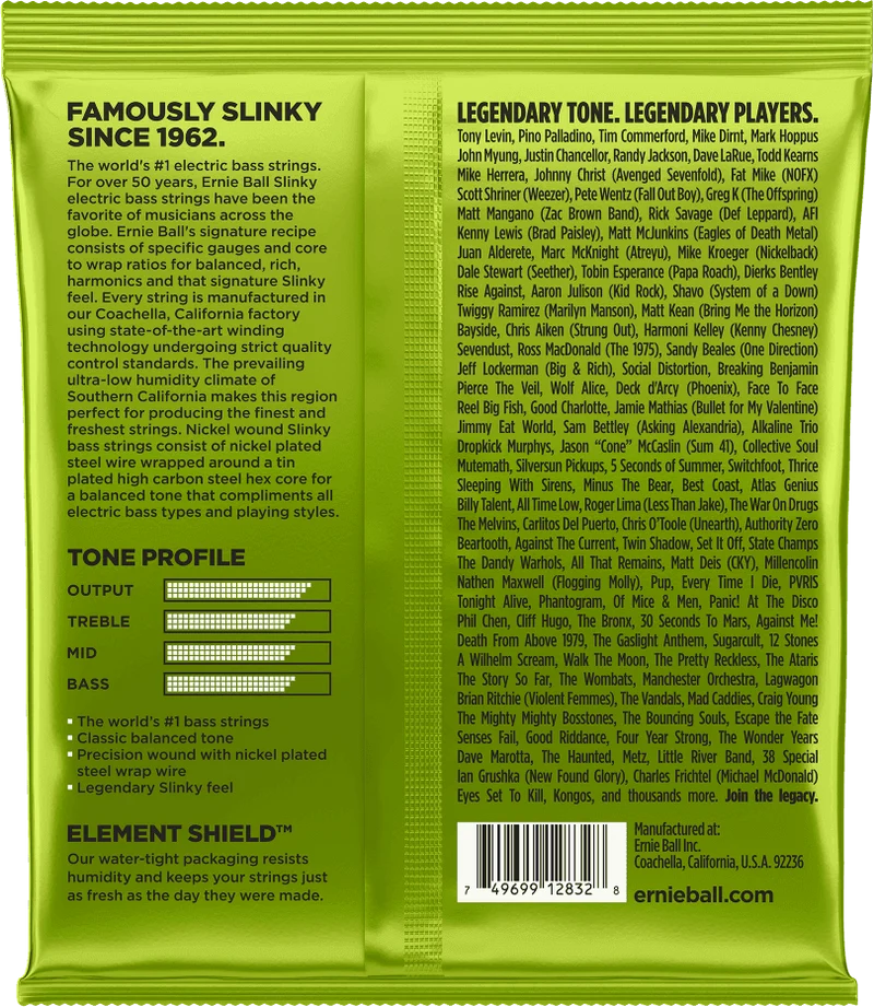 Jeu de Cordes Basse – Ernie Ball Regular Slinky 50-70-85-105 2832